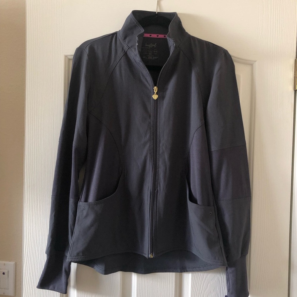 Heartsoul Zip Front Solid Scrub Jacket